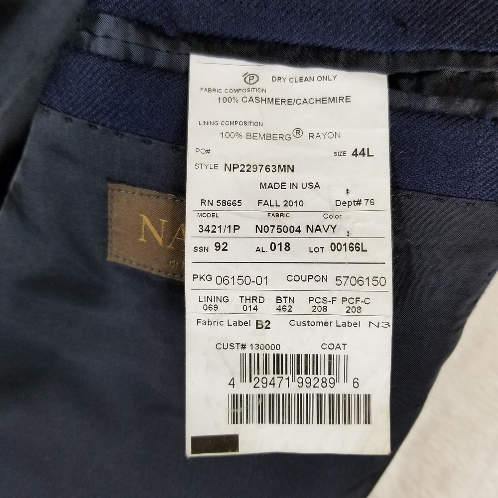 John W. Nordstrom Blazer Men 44L Navy Loro Piana 100% Cashmere Sport Coat Napoli - Picture 6 of 10